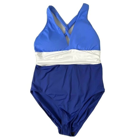 Ralph Lauren Women's size 10 Color Block Twist Back One Piece Bathing Swim Suit - Picture 1 of 9